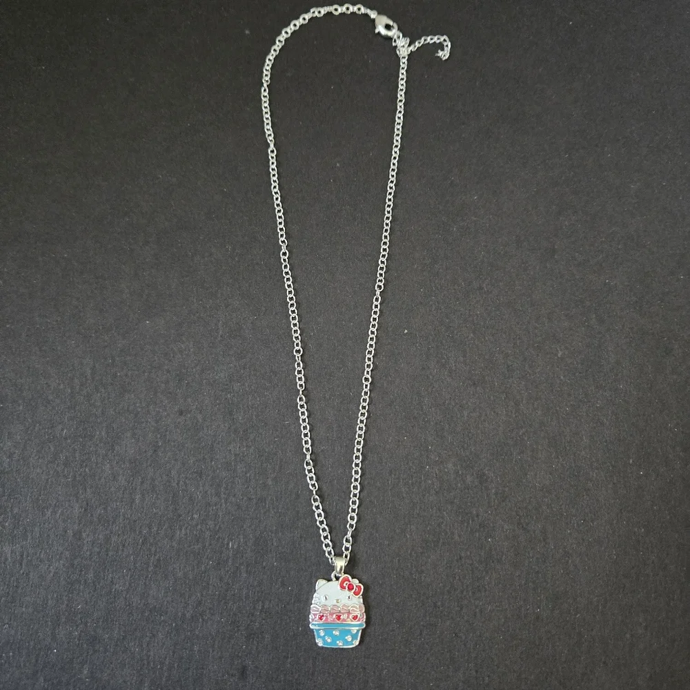 Hello Kitty Sanrio Silver Plated Cupcake Pendant Necklace